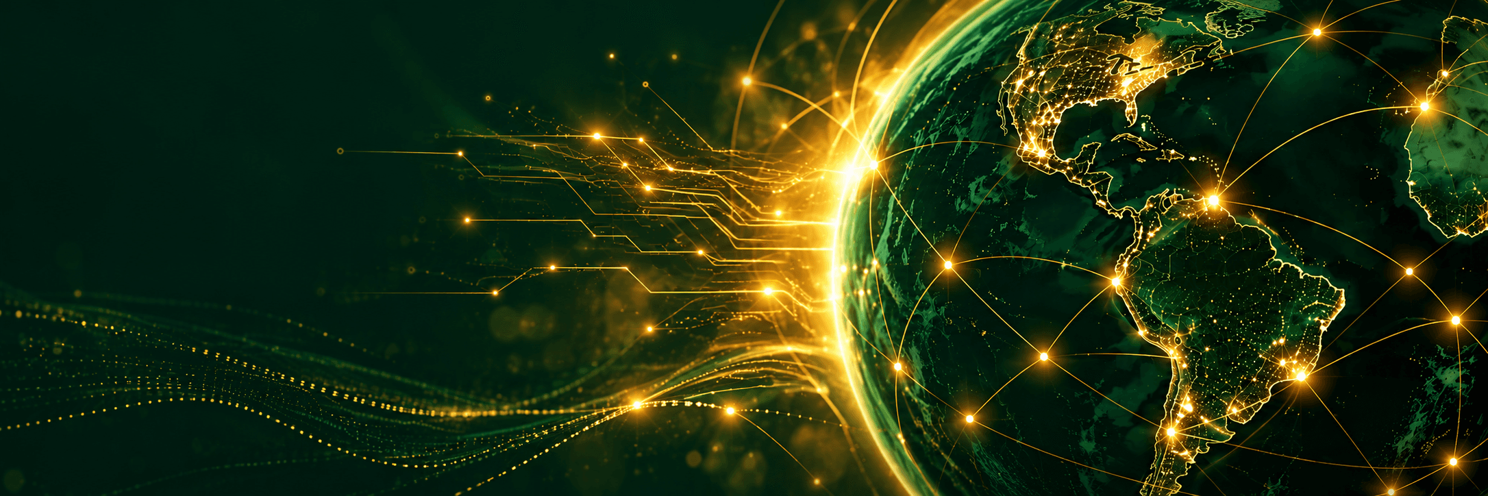 Global technology network with illuminated connections
